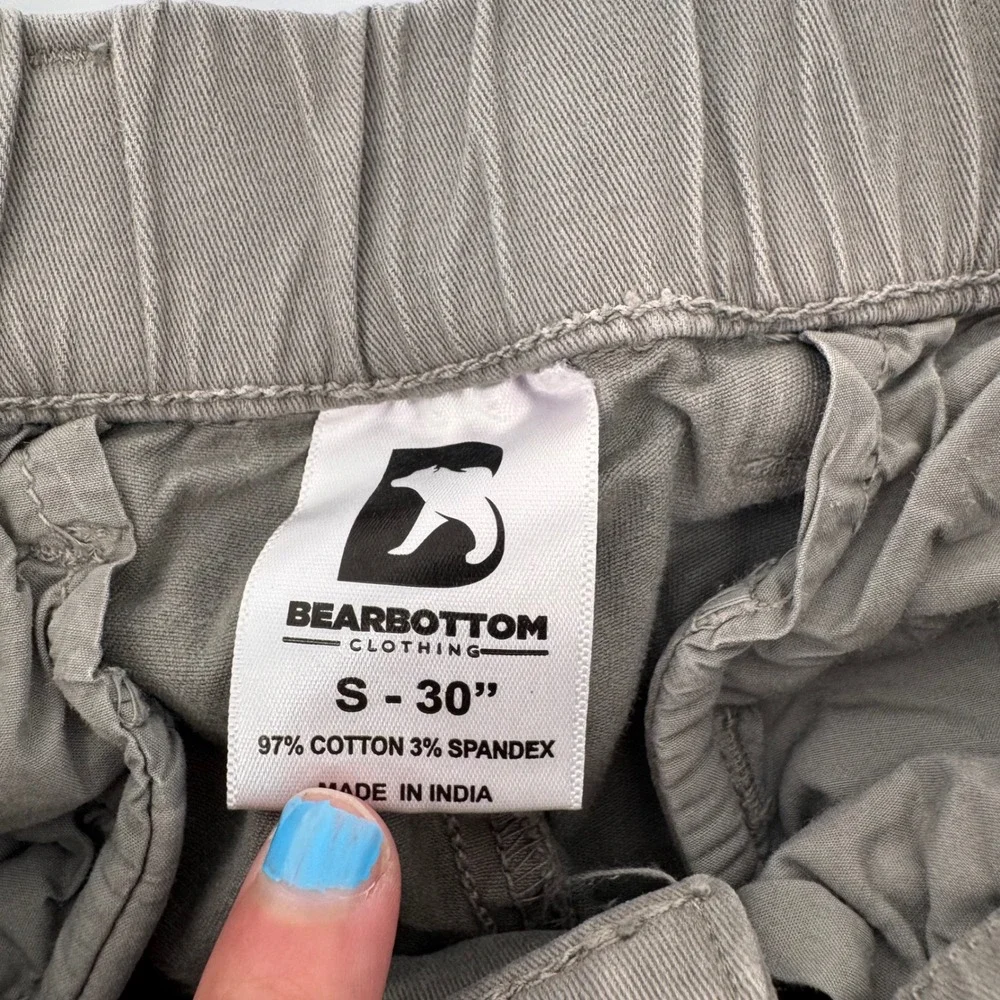 Bearbottom Clothing Chino Pants Mens S 30 Gray Taupe Elastic Waist Stretch Twill